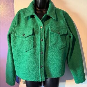 Love Tree Vibrant Green Boucle Jacket Size Large
